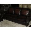 Image 2 : 3PC 2 TONE BROWN LEATHER SOFA SET WITH RIVETED ACCENTS; SOFA, LOVESEAT AND CHAIR