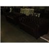 Image 1 : 2PC CHOCOLATE BROWN LEATHER DIAMOND TOUGH BACK SOFA AND LOVESEAT SET