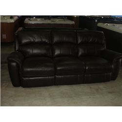 BROWN LEATHER RECLINING SOFA