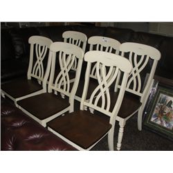 SET OF 6 CREME AND NATURAL DINING ROOM SIDE CHAIRS