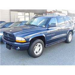 2001 DODGE DURANGO RT, 4DOOR SUV, BLUE, VIN# 1B4HS28Z61F639541