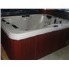Image 1 : CAL SPAS AQUA SELECT SERIES HOT TUB WITH SAHARA INTERIOR AND 84"X64" MAHOGANY CABINET.