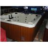 Image 1 : CAL SPAS AQUA SERIES HOT TUB WITH WHITE INTERIOR AND 7.5' TEAK CABINET. FEATURES INC: