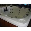 Image 2 : CAL SPAS AQUA SERIES HOT TUB WITH WHITE INTERIOR AND 7.5' TEAK CABINET. FEATURES INC: