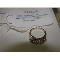 10K GOLD 2.38CT CUSTOM MADE DIAMOND AND TANZANITE RING