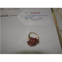 14K GOLD 1.52CT CUSTOM MADE BURMESE RUBY RING