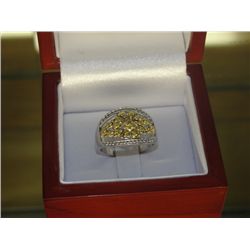 YELLOW DIAMOND CLUSTER RING IN SILVER. 20+ DIAMONDS