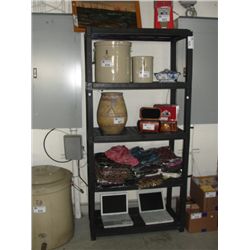 APPROX 6F TALL BLACK PLASTIC SHELF UNIT