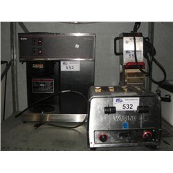 3PCS OF COMMERCIAL RESTAURANT EQUIPMENT; COFFEE MAKER, TOASTER AND VETO OIL FILTER SYSTEM