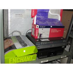 SHELF LOT OF ASSORTED ELECTRONICS AND MISC ITEMS