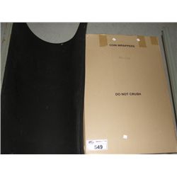 LARGE BOX OF COIN WRAPPERS IN DOLLAR DENOMINATION AND 2 BLACK RUBBER MATS