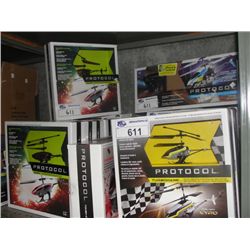 SHELF LOT OF ASSORTED RADIO CONTROLLED HELICOPTERS