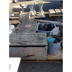 PALLET LOT OF ASSORTED COMMERCIAL PIPE FITTERS HARDWARE AND FITTINGS