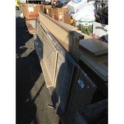 LARGE WOOD FRAMED SHOP DOLLY FILLED WITH ARBORITE COUNTER TOPS