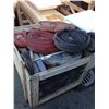 Image 1 : WOOD CRATE FILLED WITH ASSORTED INDUSTRIAL SIZED WATER HOSE