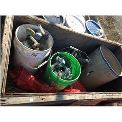 WOODEN CRATE OF WELDERS CURTAINS, ASSORTED GUAGES, ETC