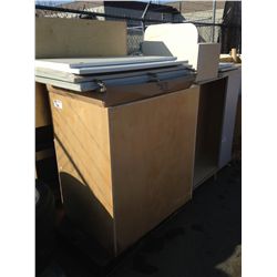 3 PALLETS OF CABINET SHOP CABINETS; CABINETS, DOORS, MOLDINGS, ETC