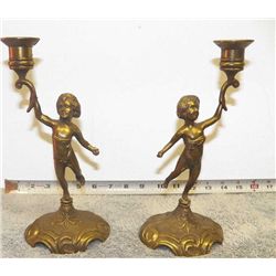 Pair Brass Candle Holders