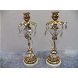2-Metal, Marble & Glass Candle Holders
