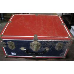 Vintage Red/Blue Storage Case With Key.