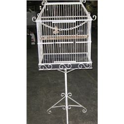 Vintage White Iron Bird Cage.