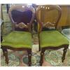 Image 1 : A pair of Victorian mahogany dining chairs. £20-30