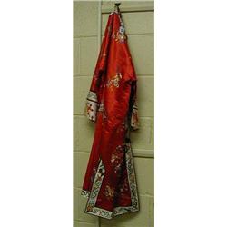Chinese silk Kimono dressing gown: Red ground with embroidery £45-55