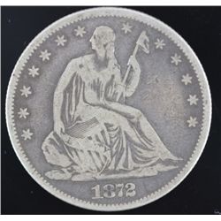 1872 Seated Liberty Silver Half Dollar