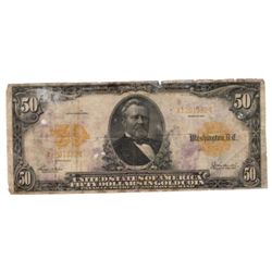 1913 $50 Large Gold Certificate Currency