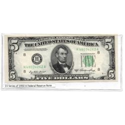 $5 Series of 1950 A Federal Reserve Note