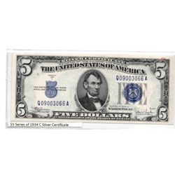 $5 Series of 1934 C Silver Certificate