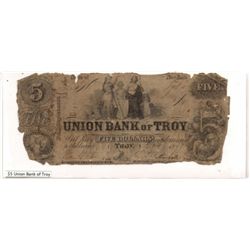 $5 Union Bank of Troy New York Note