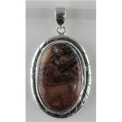 Large Picasso Jasper Stone and Silver Pendant