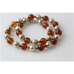 Sterling Silver Necklace With Amber