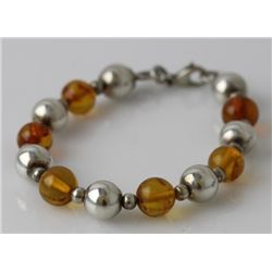 Sterling Silver Bracelet With Amber