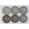 Image 2 : Lot of Six Walking Liberty Silver Half Dollars