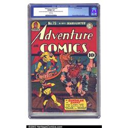 Adventure Comics #75 (DC, 1942) CGC VF/NM 9.0 White pages. Sandman and Sandy battle the Villain f...