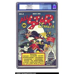All Star Comics #4 (DC, 1941) CGC VF/NM 9.0 Off-white to white pages. The JSA launch into their s...