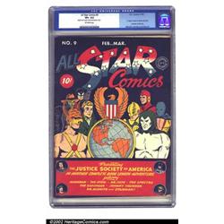 All Star Comics #9 (DC, 1942) CGC VF+ 8.5 Off-white pages. J. Edgar Hoover was made an associate...