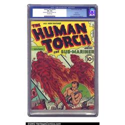 Human Torch Comics #1 (Timely, 1940) CGC VF+ 8.5 Off-white pages. Torch and Toro flame on for the...