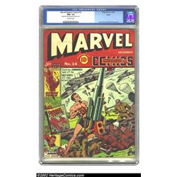 Marvel Mystery Comics #14 Larson pedigree (Timely, 1940) CGC NM- 9.2 Off-white pages. Subby jumps...