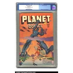 Planet Comics #48 (Fiction House, 1947) CGC VF- 7.5 Off-white pages. What a cover! Everyone runs...