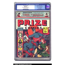 Prize Comics #13 Mile High pedigree (Prize, 1941) CGC NM- 9.2 Off-white to white pages. Seldom se...