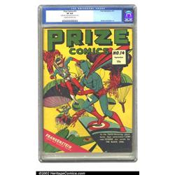 Prize Comics #14 (Prize, 1941) CGC VF 8.0 Cream to off-white pages. The Black Owl swoops in to sa...