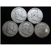 Image 1 : 1949-D,49-D,52-D,53-S & 62 FRANKLIN HALF DOLLARS