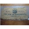 Image 1 : 1864 CITY OF PORTSMOUTH $1 OBSOLETE BANK NOTE