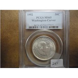 1952 WASHINGTON/CARVER HALF DOLLAR PCGS MS65