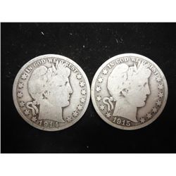 1914-S & 15-S BARBER HALF DOLLARS