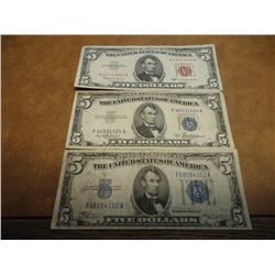 3 US $5 BILLS SEE DESCRIPTION