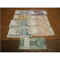 9 CRISP UNC PIECES OF BRAZIL CURRENCY SEE DESCRIP.